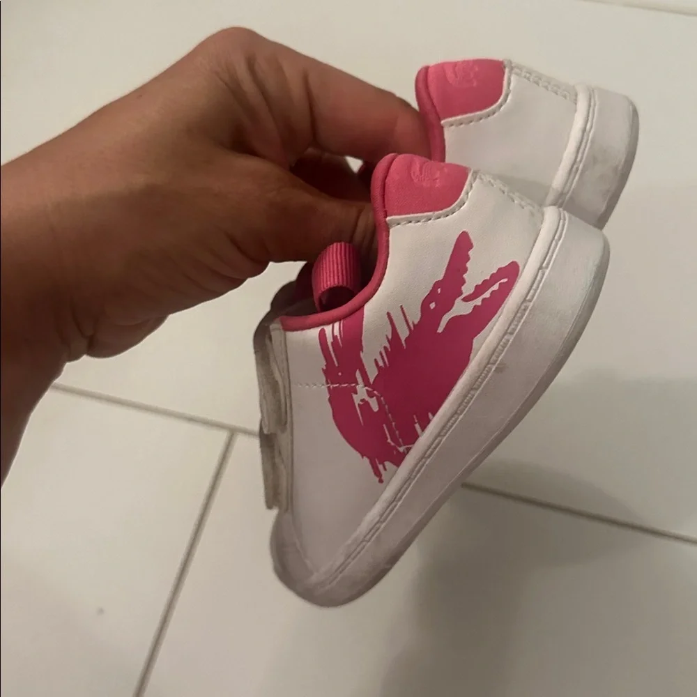 Lacoste Kids White and Pink Sneakers 8 toddler